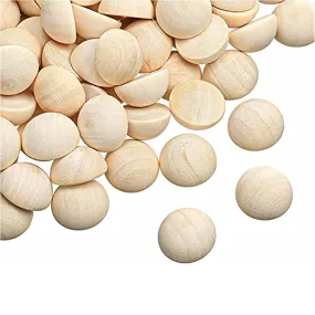 100pcs Half Wood Balls Unfinished Natural Half Ball Split Wood Balls for DIY Projects, Kids Arts and Craft Supplies (15mm)