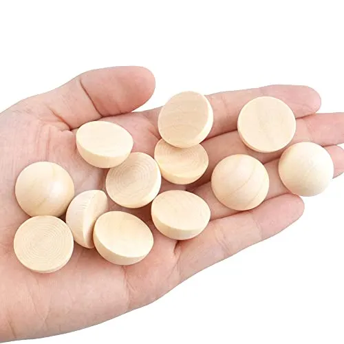 100pcs Half Wood Balls Unfinished Natural Half Ball Split Wood Balls for DIY Projects, Kids Arts and Craft Supplies (15mm)