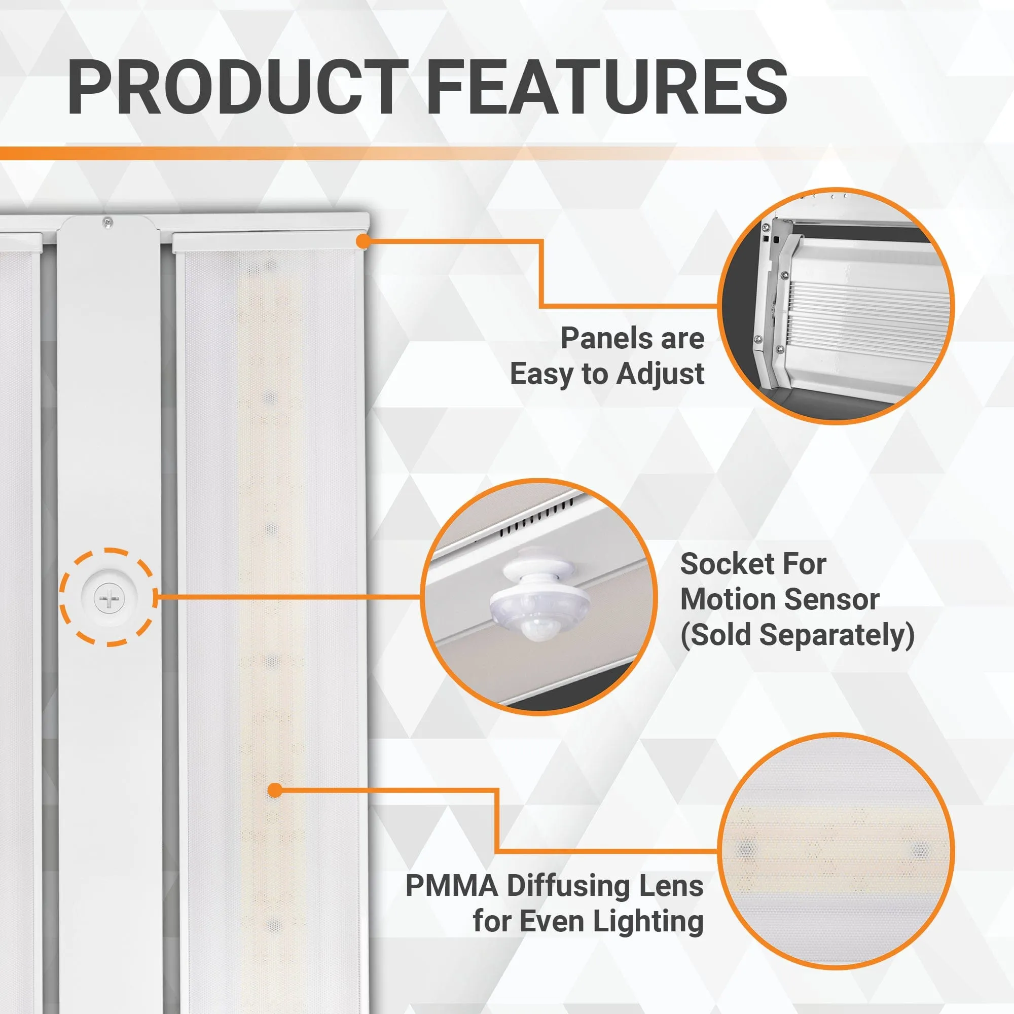 165W/130W/110W LED Linear High Bay with Chain Mount - 4K/5K CCT - 120-277VAC