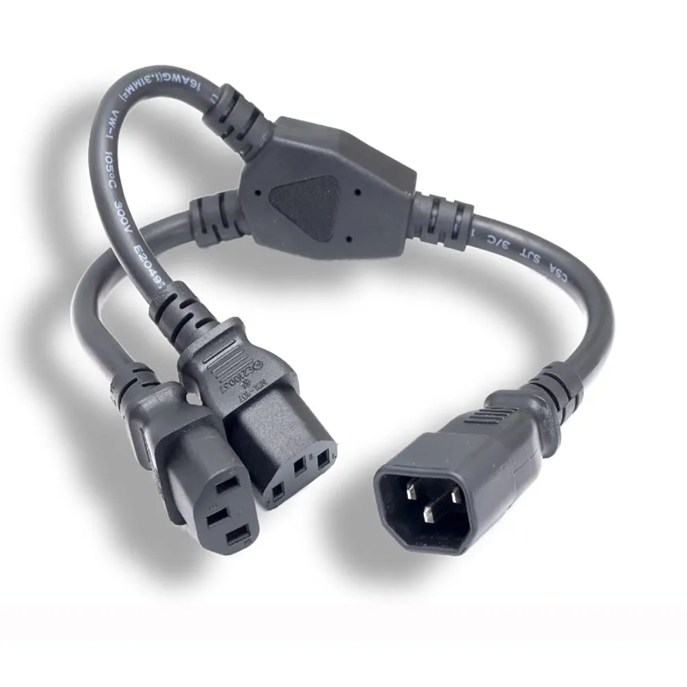 16AWG Power Cord Extension Splitter C14 to C13 x 2