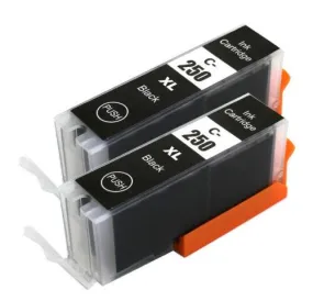 2 Pack Compatible Canon 6432B001 / PGI-250XL High Yield Pigment Black Ink Cartridges