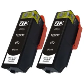 2 Pack Epson 273XL Ink Cartridges (High Capacity), 2 Black Inks For Epson Expression Printers