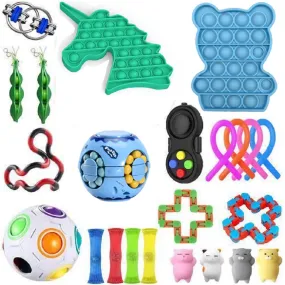 21/22/23 pcs Fidget Bubble Toys Sensory Set DIY Decompression Artifact Fidget Bubble Cube for Adults Girl Children Expression Emotion Stress