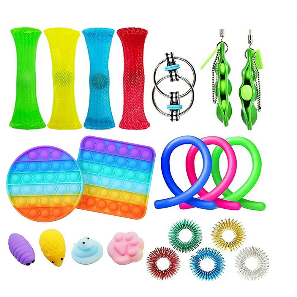 21/22/23 pcs Fidget Bubble Toys Sensory Set DIY Decompression Artifact Fidget Bubble Cube for Adults Girl Children Expression Emotion Stress