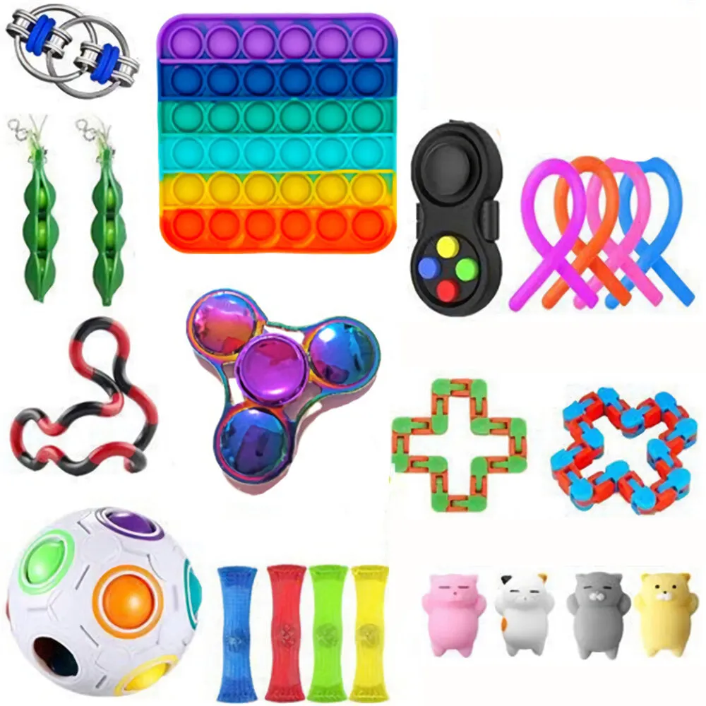 22 pcs Fidget Bubble Toys Sensory Set DIY Decompression Artifact Fidget Bubble Cube for Adults Girl Children Expression Emotion Stress