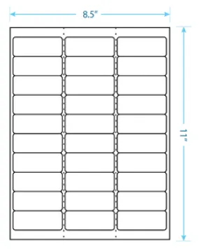 2.625" x 1"  Laser/Inkjet Labels; 30 up; (100 sheets/box) - Standard White Matte; Perforated
