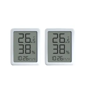 2PCS Miaomiaoce E-ink LCD Thermometer Hygrometer Clock - Large Digital Display, Temperature & Humidity Sensor
