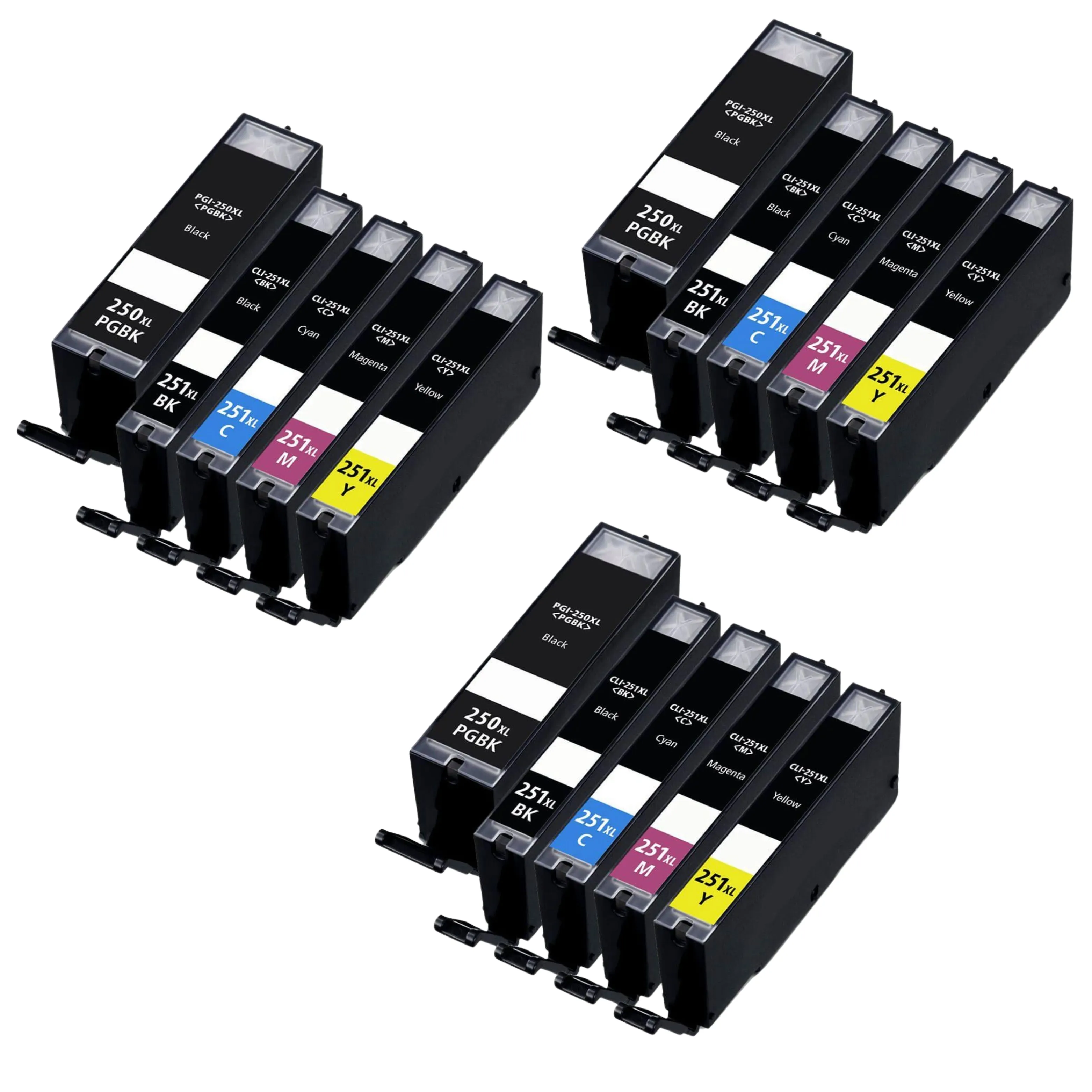 5 Pack Canon PGI-250xl CLI-251xl Ink Cartridges (1X Large Black Pgi-250xl - 1x each color Cli-251xl) - Compatible