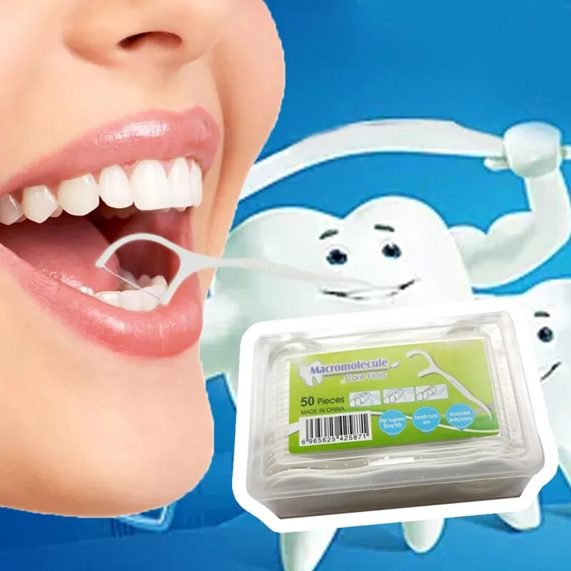 50pcs Dental Floss Flosser Picks Teeth Toothpicks Stick Tooth Clean Oral Care 7.8cm 0ral irrigator