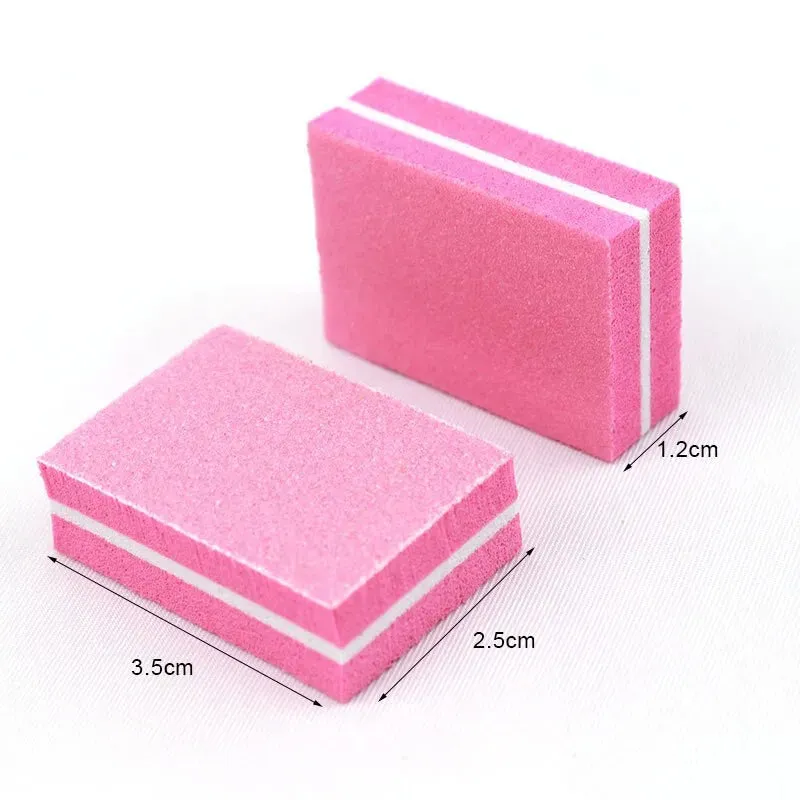 50pcs Double-sided Mini Nail File Blocks Colorful Sponge Nail Polish Sanding Buffer Strips Polishing Manicure Tools