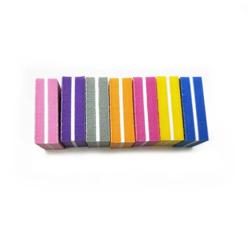 50pcs Double-sided Mini Nail File Blocks Colorful Sponge Nail Polish Sanding Buffer Strips Polishing Manicure Tools
