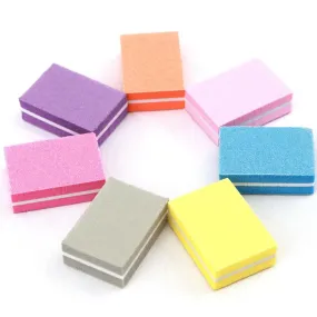 50pcs Double-sided Mini Nail File Blocks Colorful Sponge Nail Polish Sanding Buffer Strips Polishing Manicure Tools