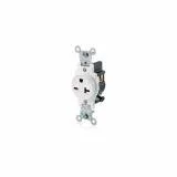 5821-W Leviton Single Receptacle Outlet, 20 Amp, 250 Volt, Side Wire, NEMA 6-20R, 2-Pole, 3-Wire - White