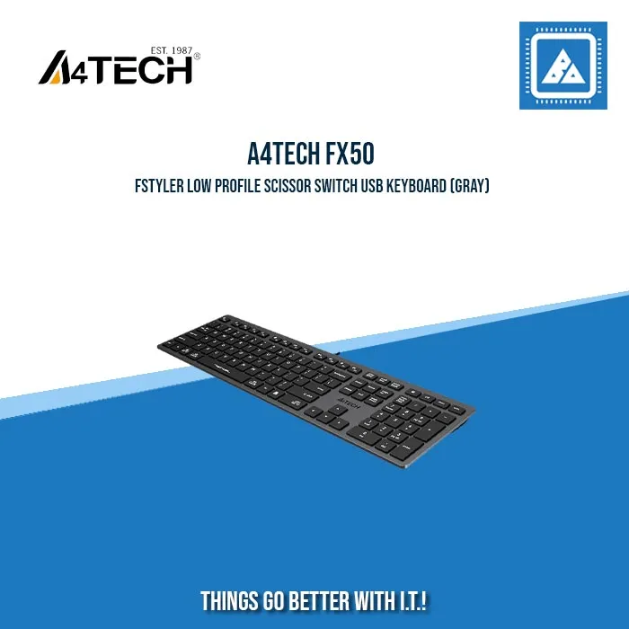 A4TECH FX50 FSTYLER LOW PROFILE SCISSOR SWITCH USB KEYBOARD (GRAY)