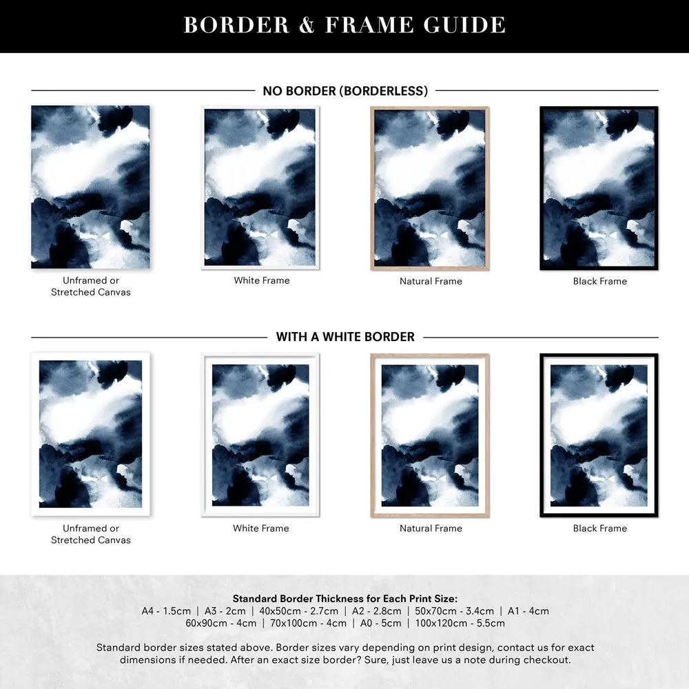 Abstract Watercolour Navy Indigo Clouds II - Art Print
