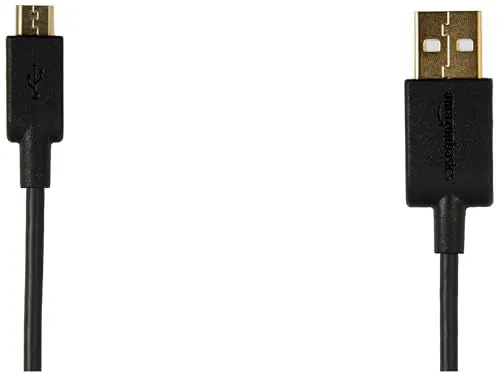 Amazon Basics USB-A to Micro USB Fast Charging Cable, 480Mbps Transfer Speed with Gold-Plated Plugs, USB 2.0, 3 Foot, Black