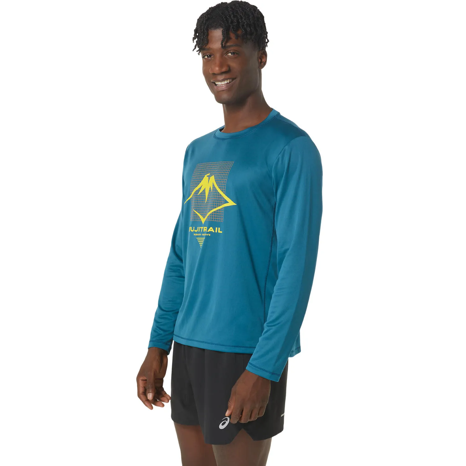 Asics Men&#x27;s Fujitrail Logo Long Sleeve Top Ink Teal | Buy Asics Men&#x27;s Fujitrail Logo Long Sleeve Top Ink Teal here | Outnorth