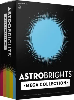 Astrobrights Mega Collection, Colored Paper, "Classic" 5-Color Assortment, 625 Sheets, 24 lb, 8.5" x 11"