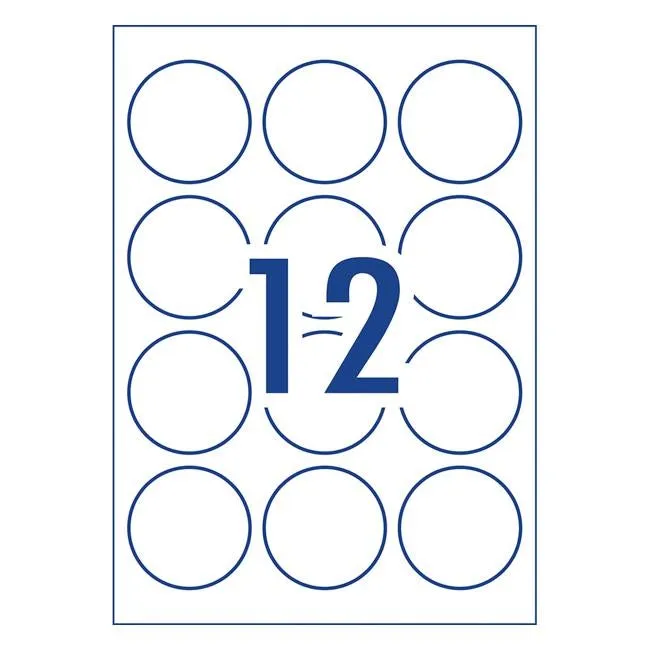 Avery Label L7104REV Round White 60mm 12up 10 Sheets