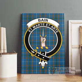 Bain Tartan Canvas Print Wall Art with Family Crest