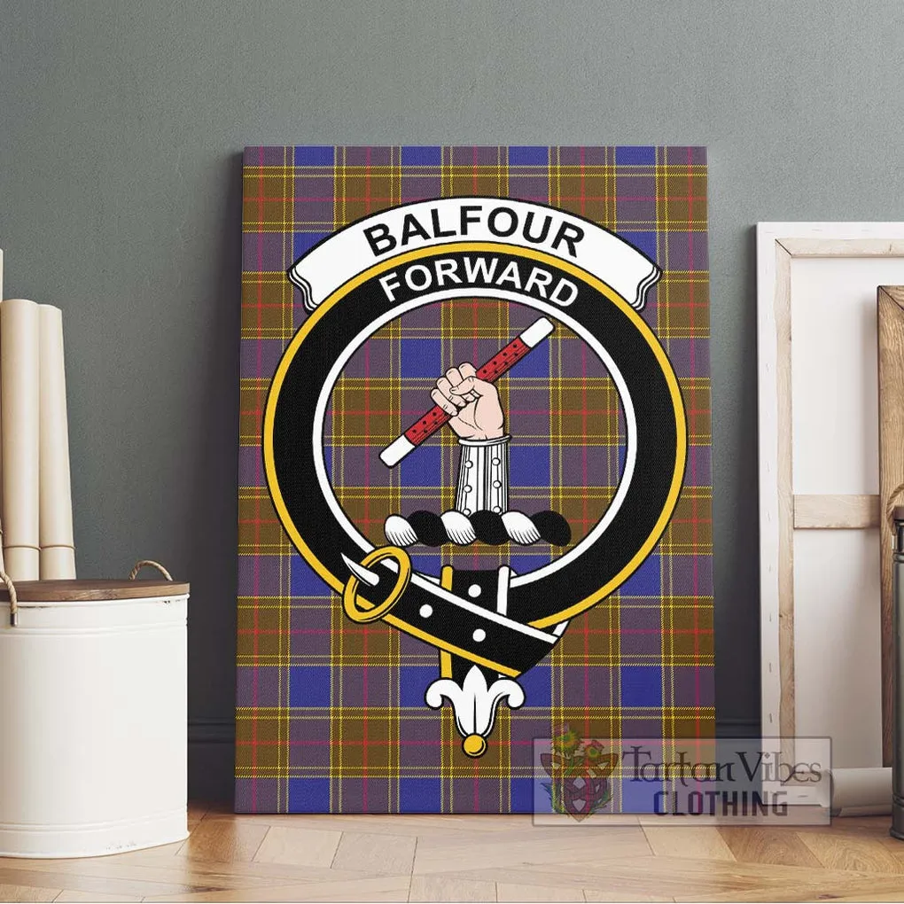 Balfour Tartan Canvas Print Wall Art with Family Crest