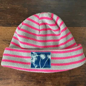 Beanie: Cyanotype Pink Stripes