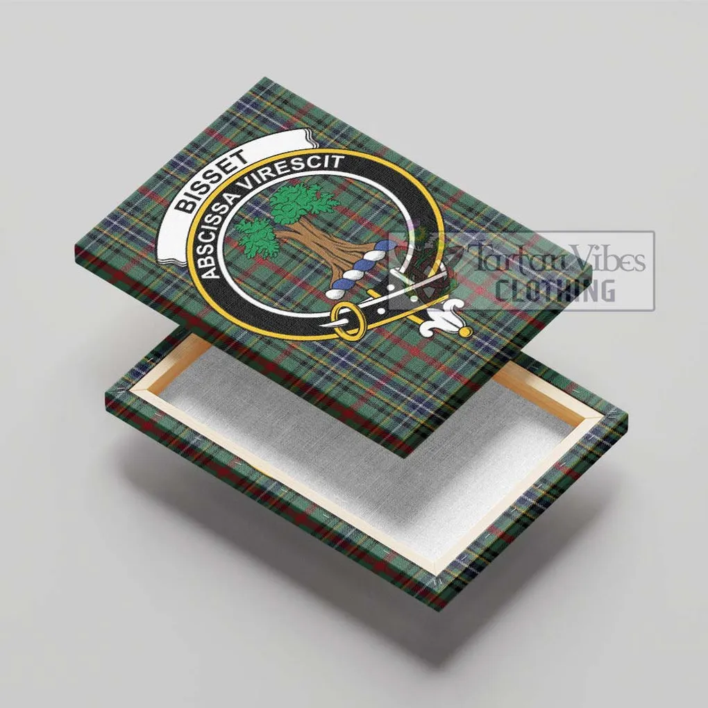 Bisset Tartan Canvas Print Wall Art with Family Crest