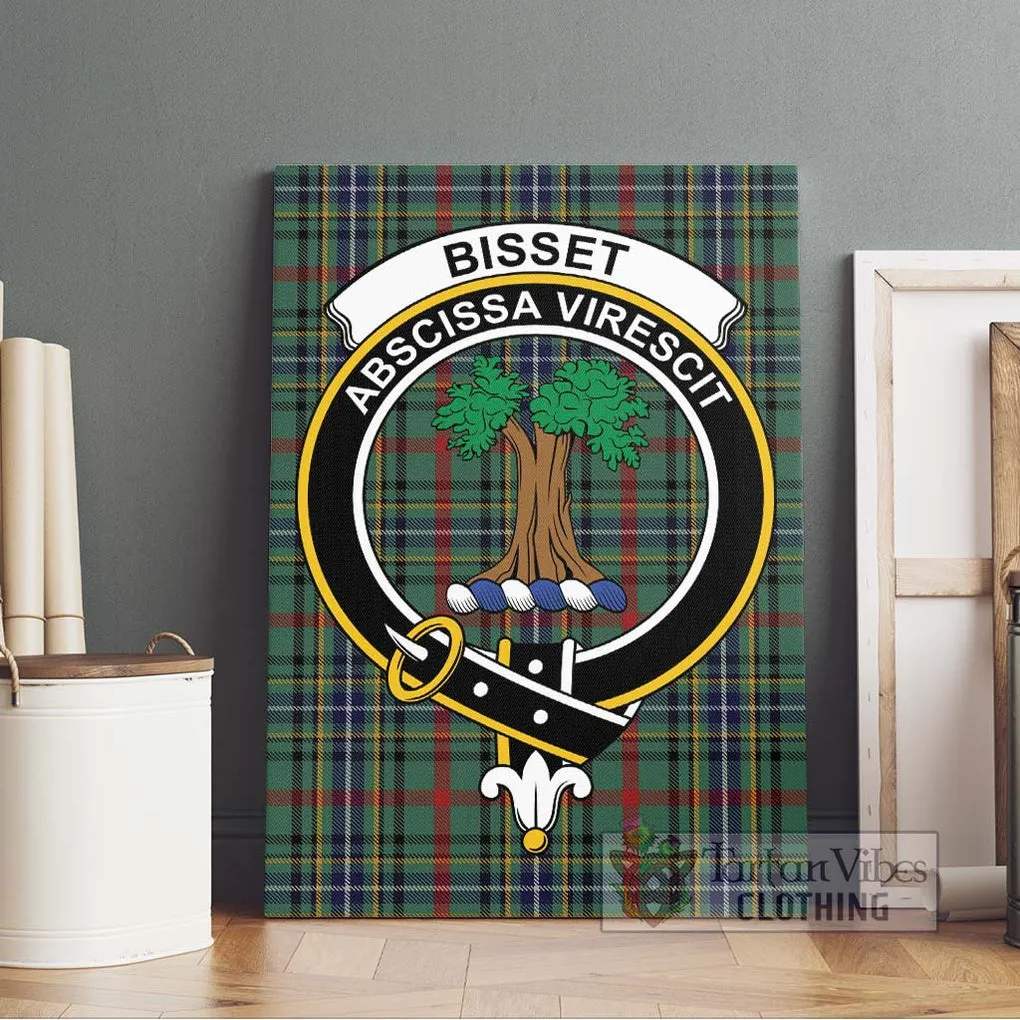 Bisset Tartan Canvas Print Wall Art with Family Crest