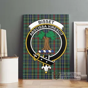 Bisset Tartan Canvas Print Wall Art with Family Crest
