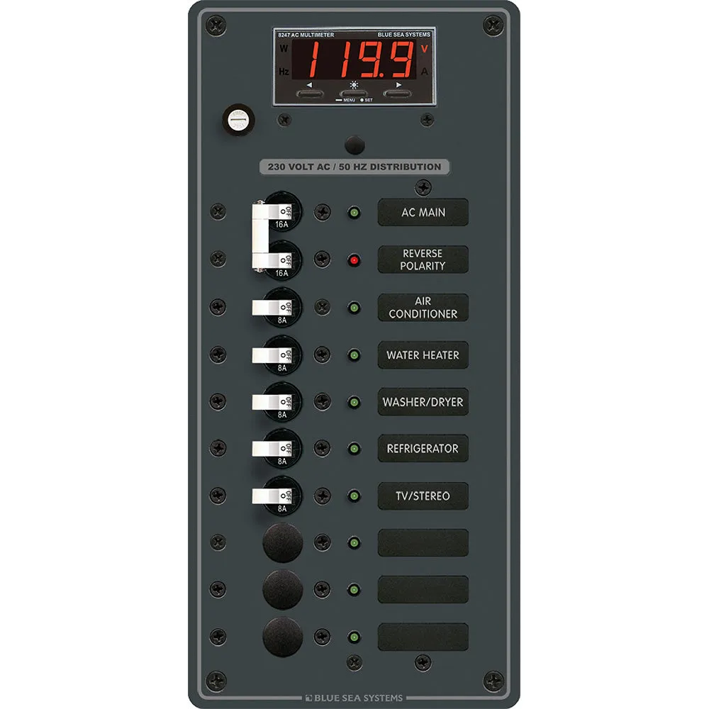 Blue Sea 8506 Breaker Panel - AC Main   8 Positios (European) - White