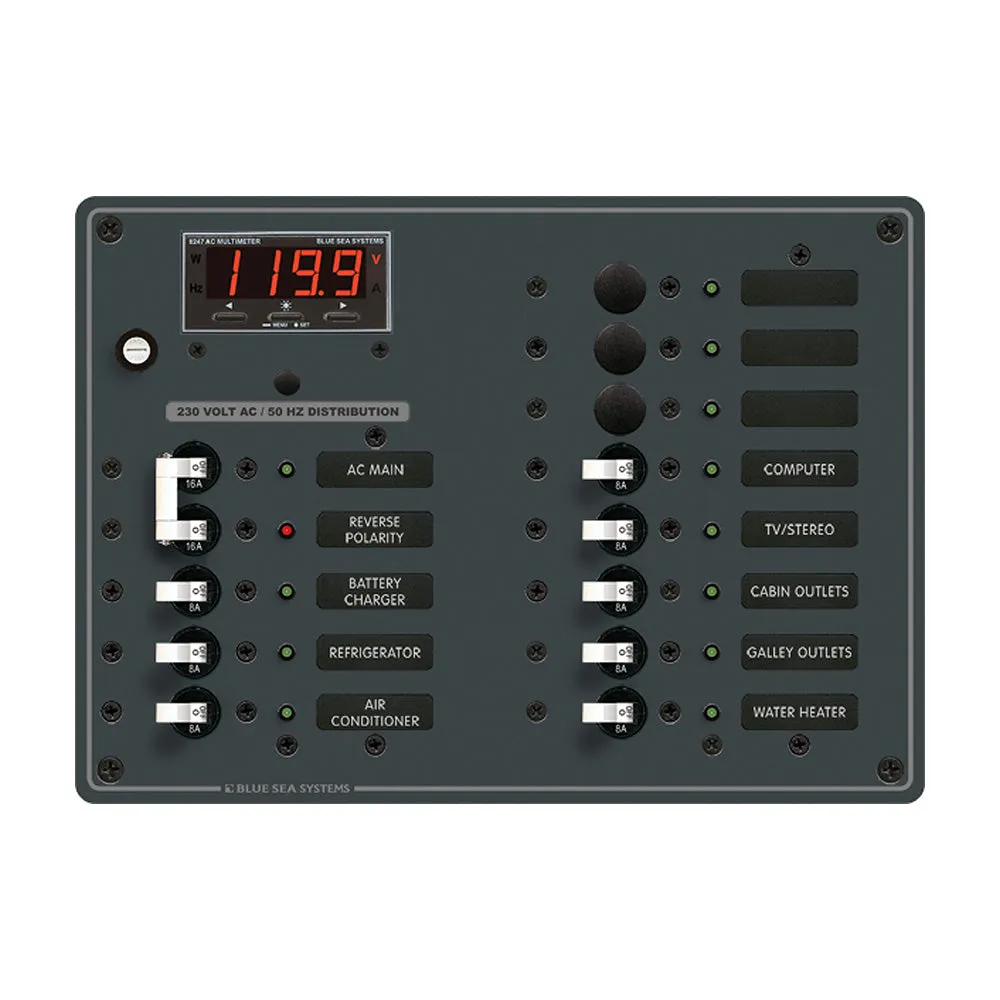 Blue Sea 8507 Breaker Panel - AC Main   11 Position (European) - White