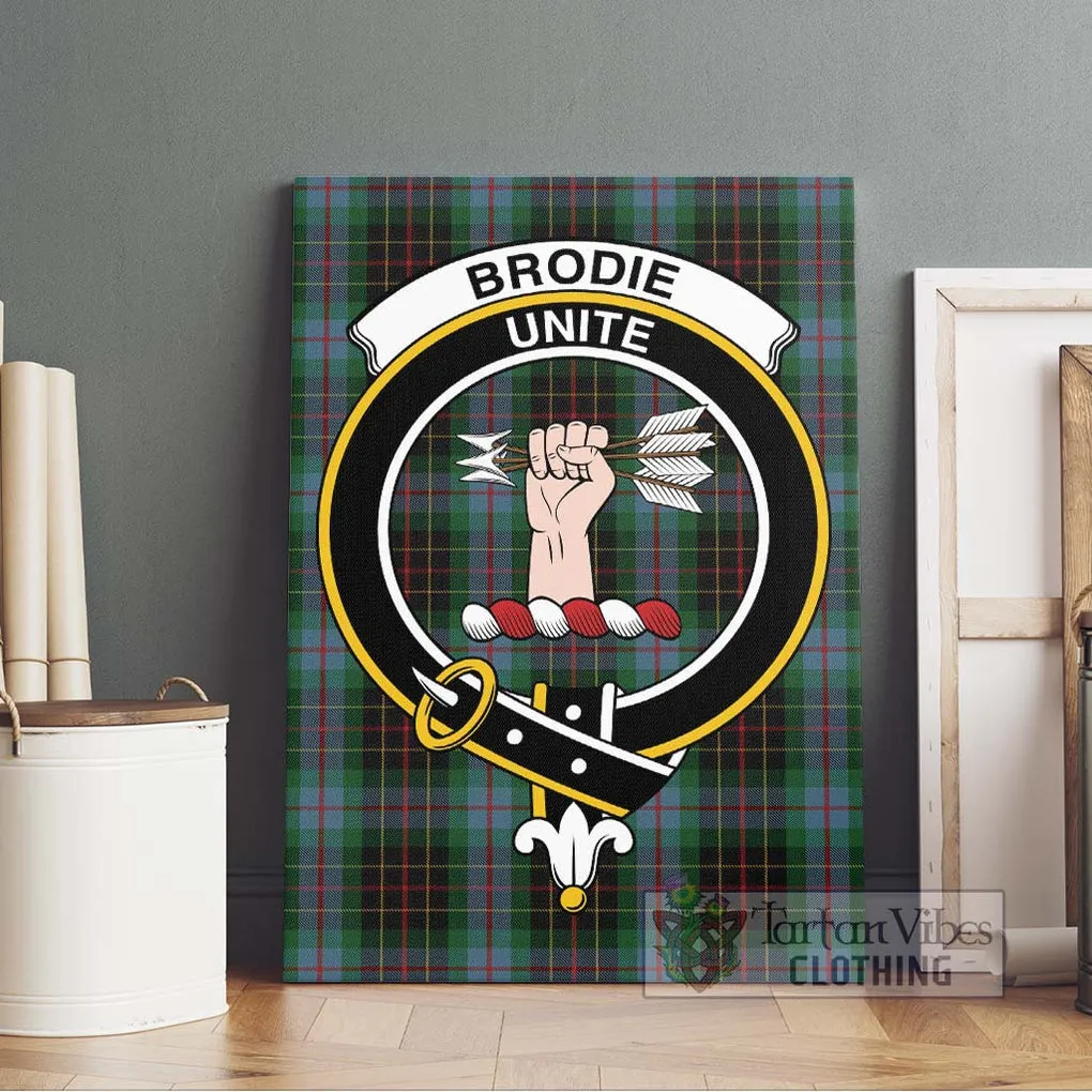 Brodie Hunting Tartan Canvas Print Wall Art with Family Crest