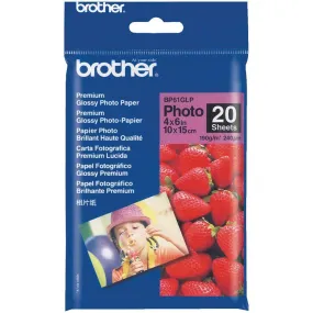 Brother Bp-61Glp Premium Glossy Photo Paper 190Gsm 4 X 6 Inch Pack 20