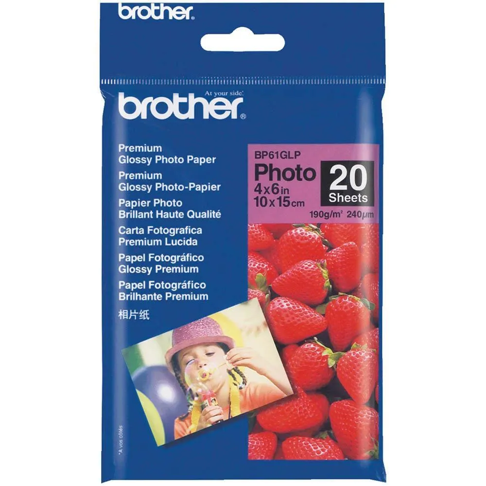 Brother Bp-61Glp Premium Glossy Photo Paper 190Gsm 4 X 6 Inch Pack 20