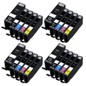 Canon PGI-250XL & CLI-251XL Ink Cartridges Set Of 20 (4x Large Black PGI250xl & 4x Each Color CLI251xl) - Compatible