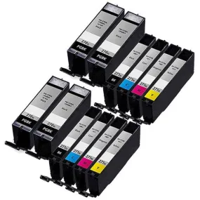 Canon PGI-270XL CLI-271XL Ink Cartridges Set of 12 (4x Large Black pgi270xl & 2x each color cli271xl) - Compatible