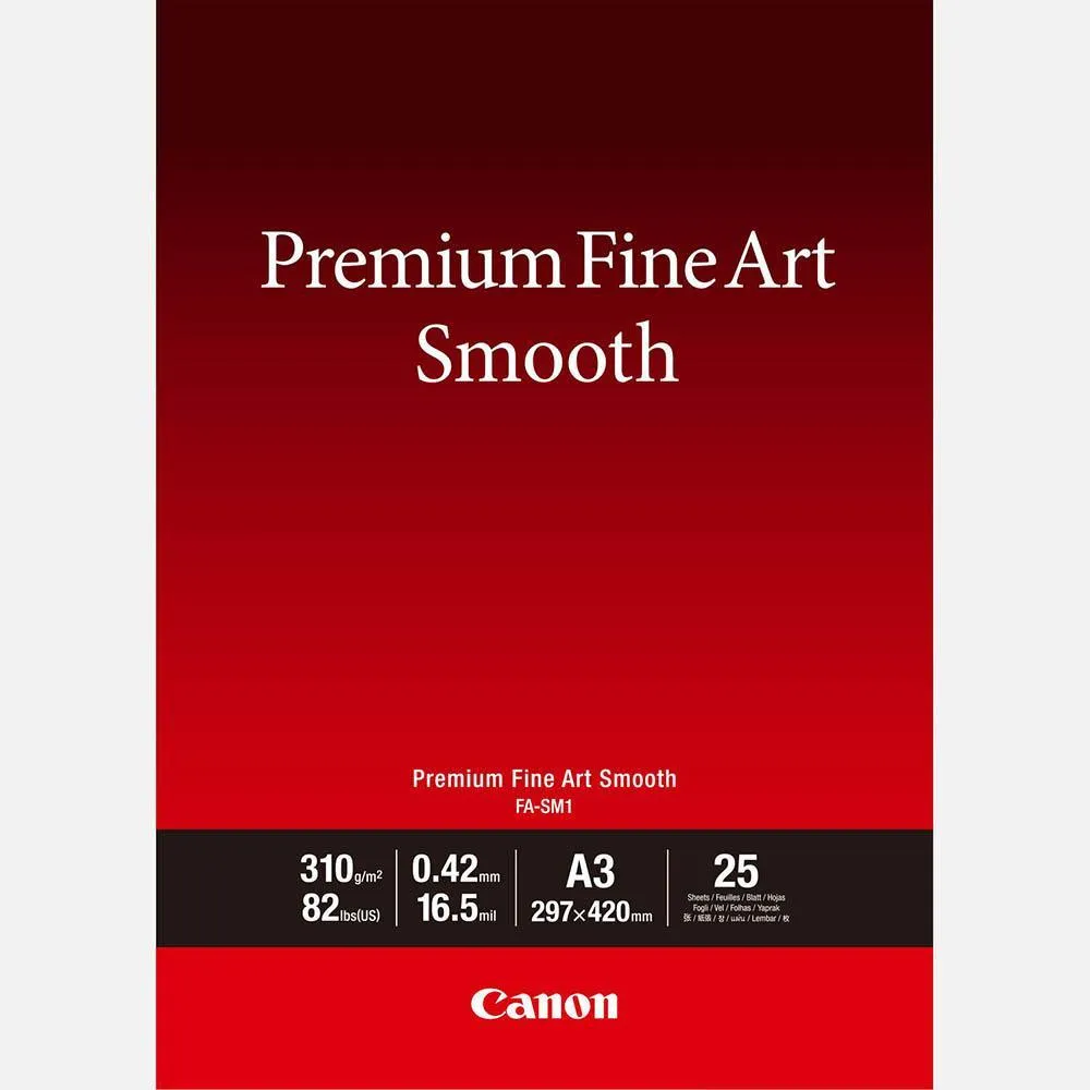 Canon Premium Fine Art Smooth Photo Paper 310Gsm A3  White Pack 25