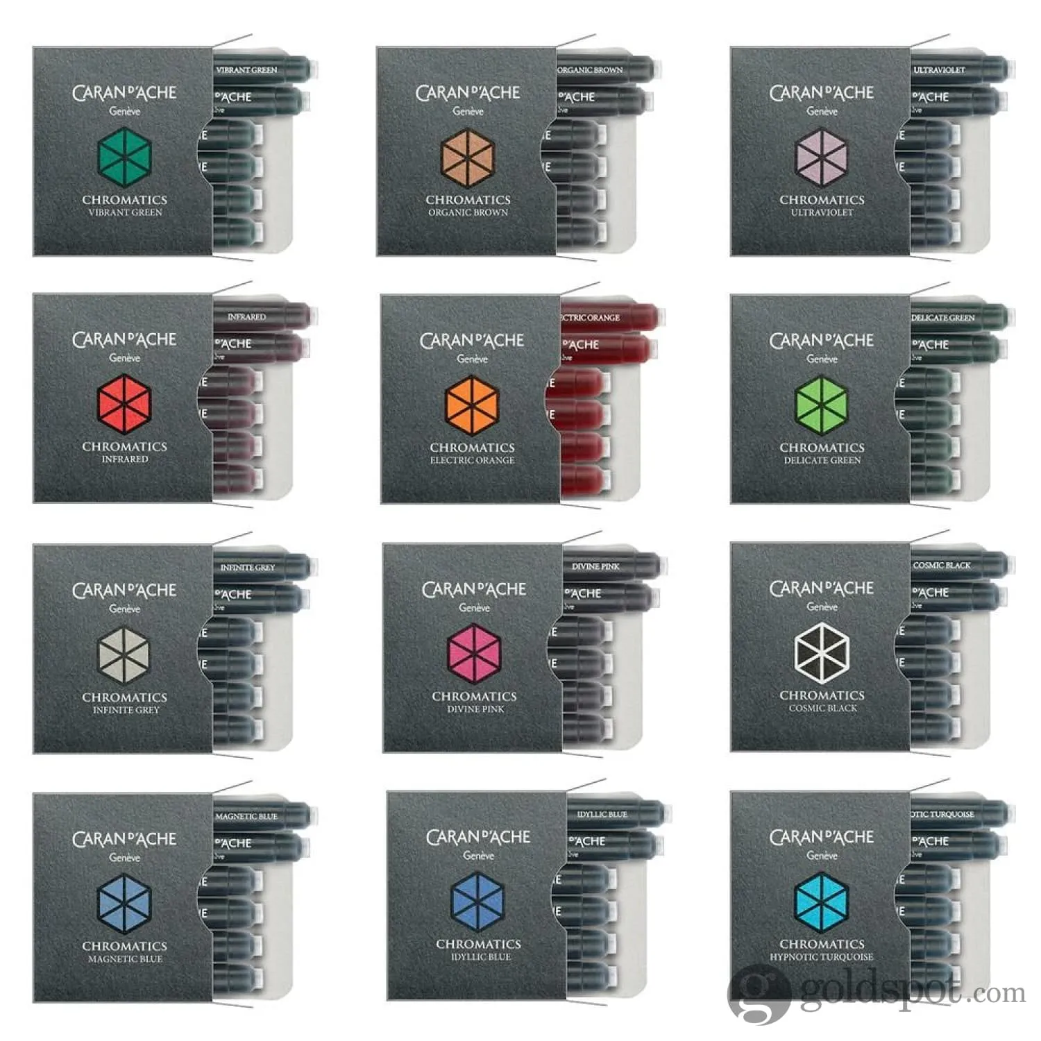 Caran d'Ache Chromatics Ink Cartridges in Idyllic Blue - Pack of 6