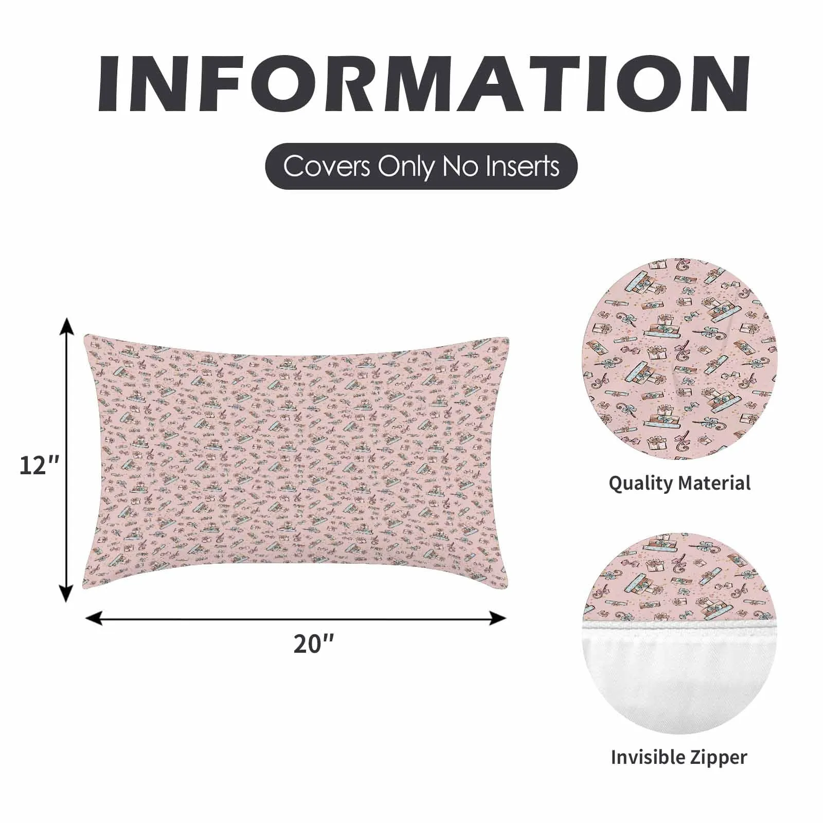 Christmas presents 50  Peach Skin Pillowcase 20"x12" (One Side Printing)(2 Pack)