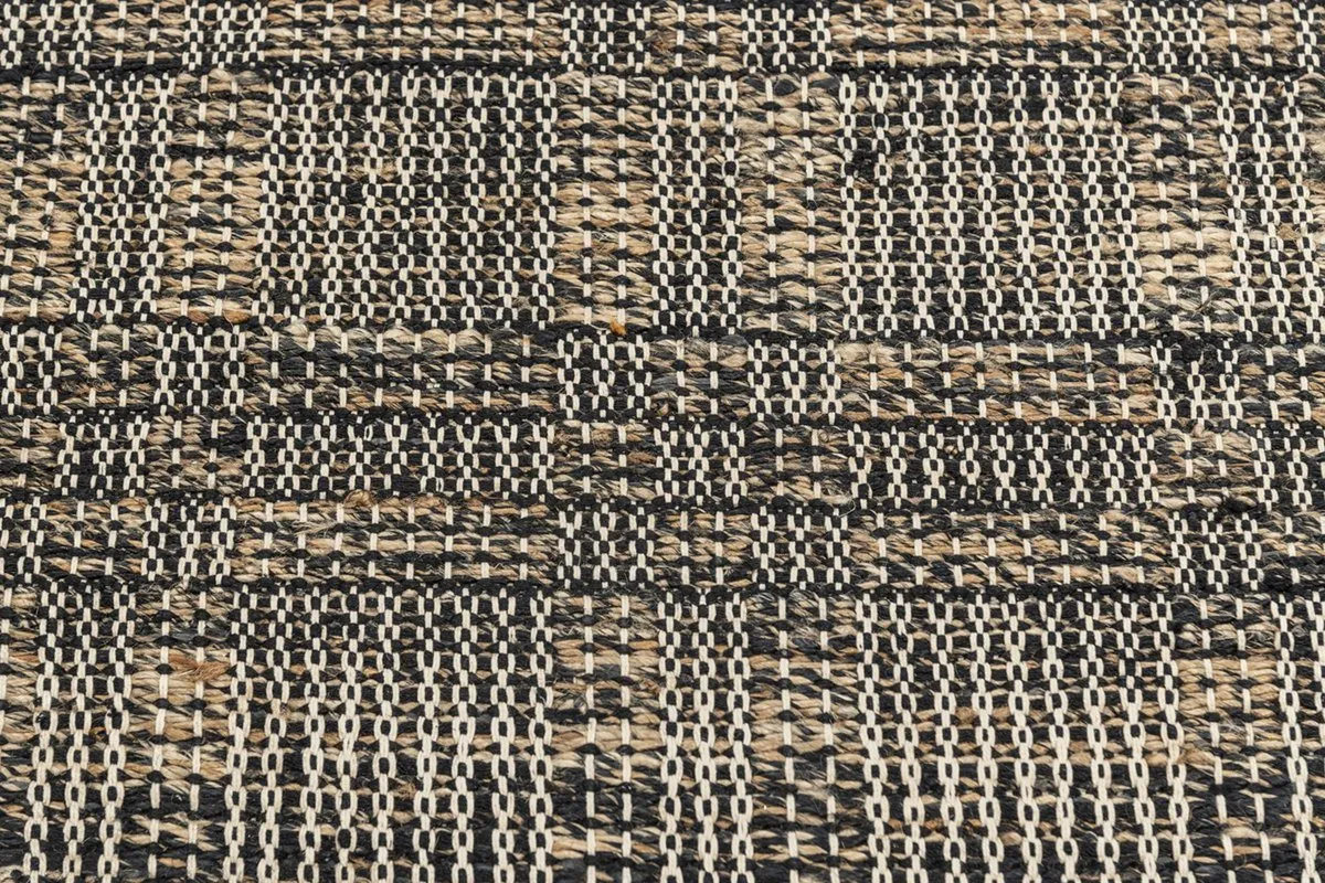 Cleo Charcoal Gold Panja Weave Dhurrie