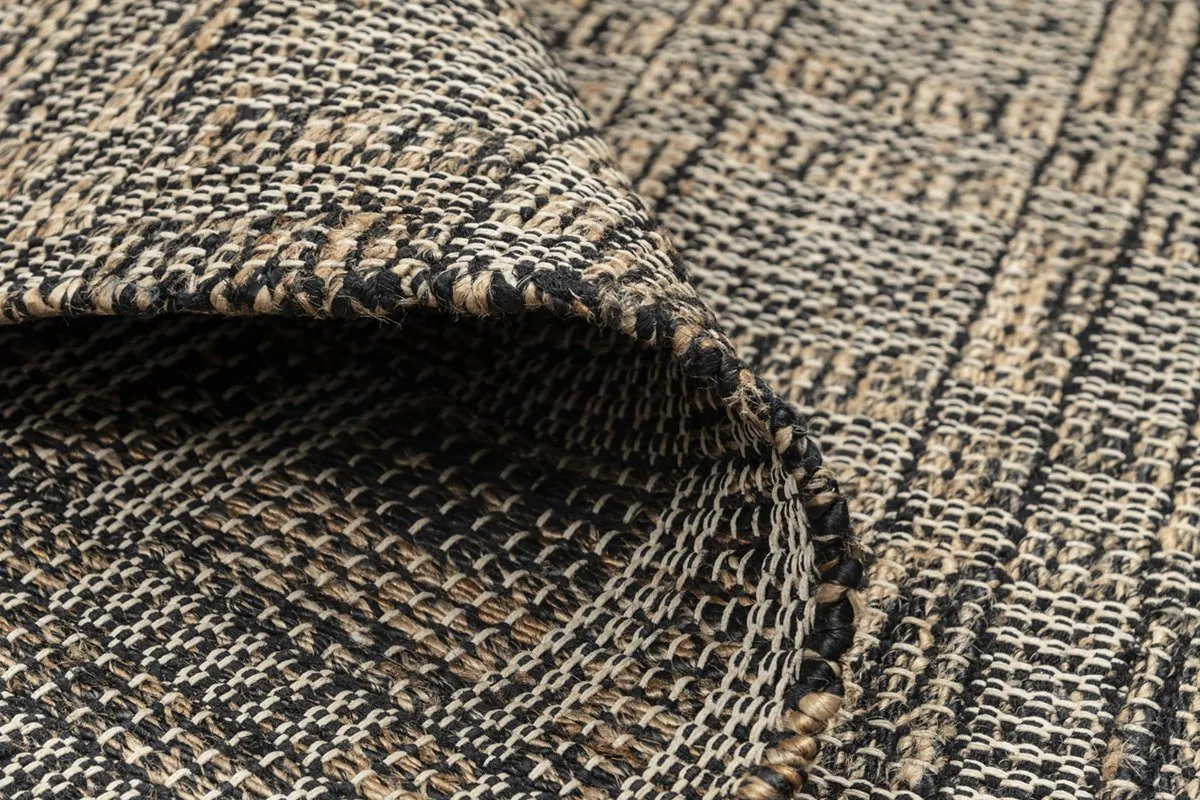 Cleo Charcoal Gold Panja Weave Dhurrie