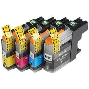 Compatible Brother LC203 XL Ink Cartridges - 4 Pack (1xBlack, 1xCyan, 1xMagenta, 1xYellow) (Also Replaces LC201)