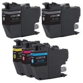 Compatible Brother LC3013 High Yield Ink Cartridges Set Of 5 (Replaces LC3011) - 5 Pack : 2x Each Black   1x Each Cyan, Magenta, Yellow