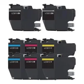 Compatible Brother LC3013 High Yield Ink Cartridges Set (Replaces LC3011) - 8 Pack : 2x Each Black, Cyan, Magenta, Yellow