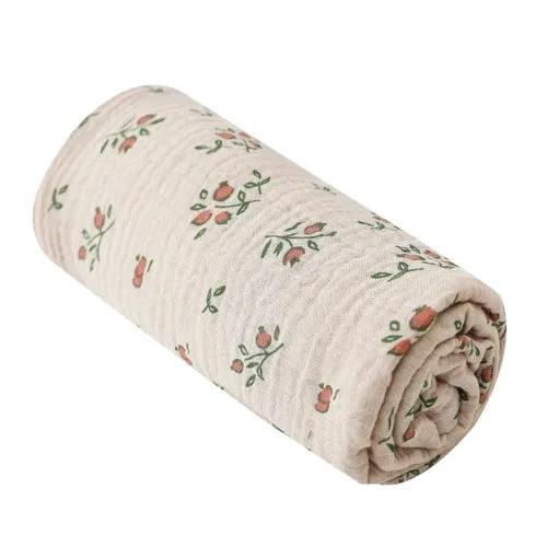 Cotton Swaddle Blanket Baby Blanket Solid Color Floral Print Muslin