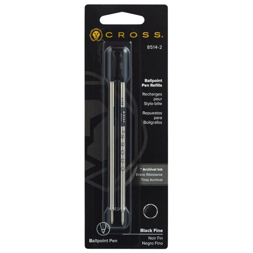 Cross Ballpoint Pen Refill, Fine Black 2pk