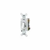 CSB2-20W Leviton 20 Amp, 120/277 Volt, Toggle Double-Pole AC Quiet Switch, Commercial Spec Grade, Grounding, Back & Side Wired - White