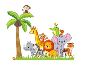 Decor Kraft Animals with Tree Wall Sticker & Decal,Size- 58 Cm X 38 Cm,Animals