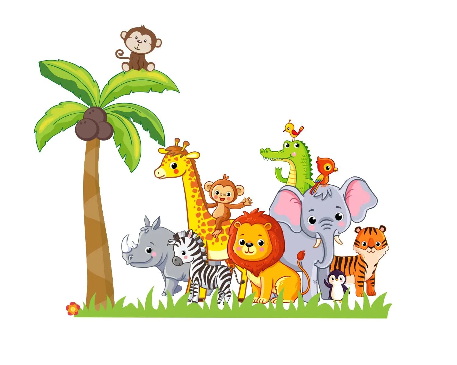 Decor Kraft Animals with Tree Wall Sticker & Decal,Size- 58 Cm X 38 Cm,Animals