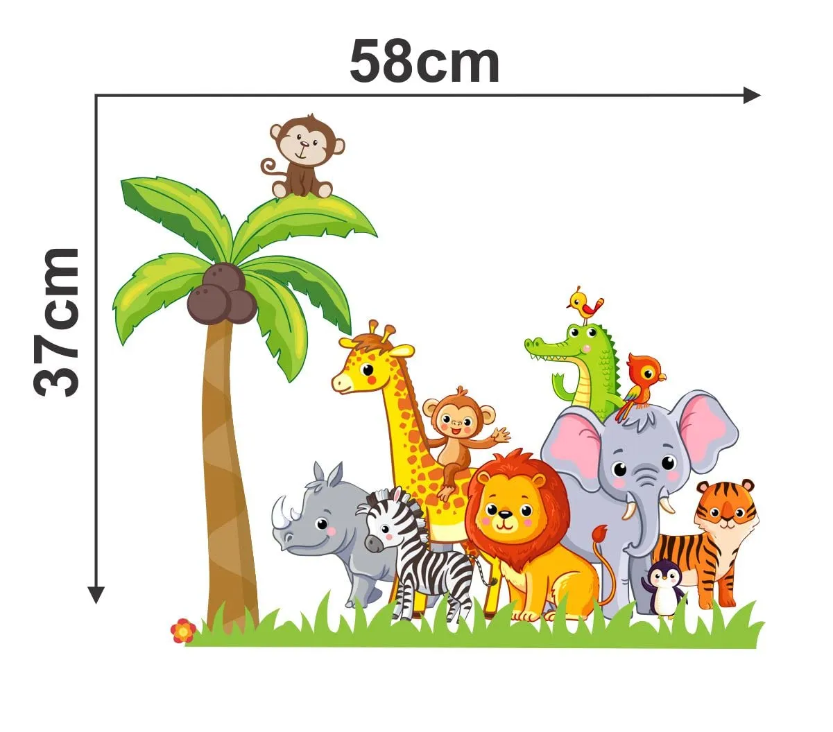 Decor Kraft Animals with Tree Wall Sticker & Decal,Size- 58 Cm X 38 Cm,Animals